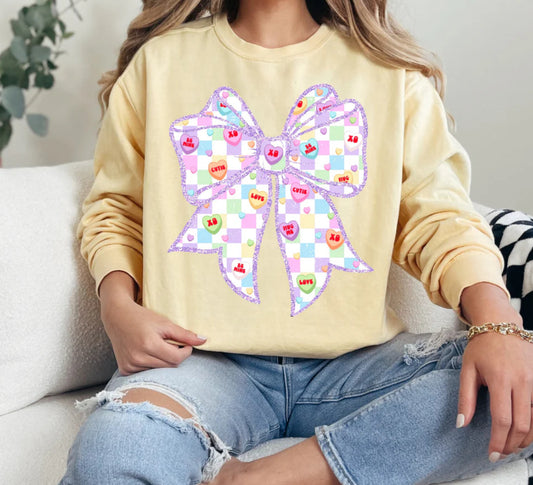 Conversation Hearts Bow T-shirt or Sweatshirt