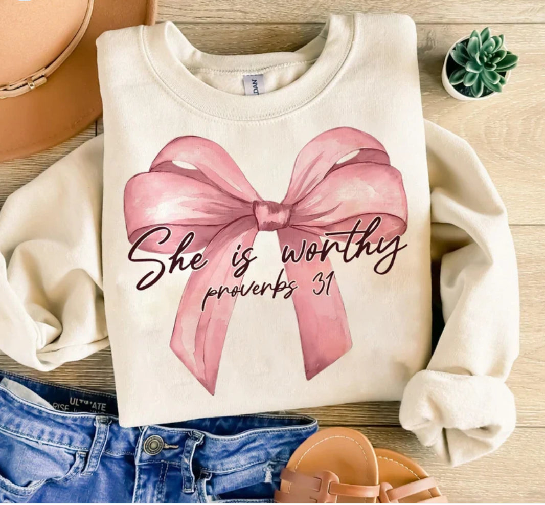 "She Is Worthy - Proverbs 31" T-shirt or Sweatshirt