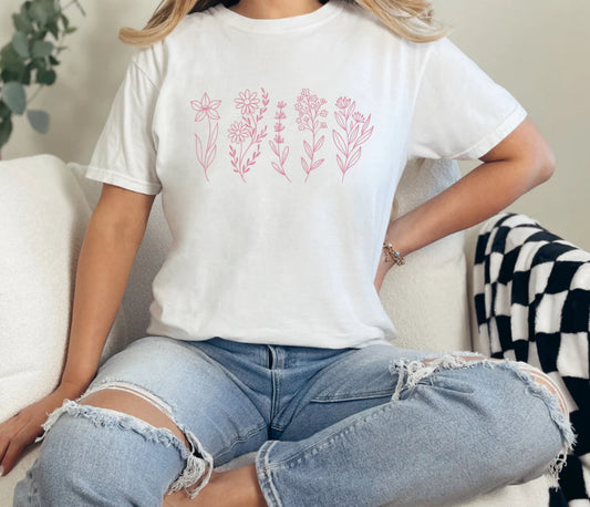 Pink Wildflowers T-shirt or Sweatshirt